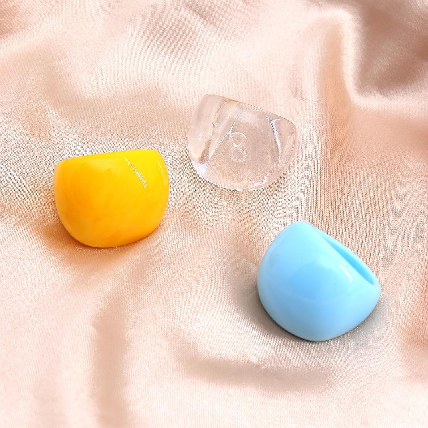 3Pcs Chunky Resin Rings for Women,Exaggerated Colorful Acrylic Thick Wide Dome Knuckle Ring Set,Simple Trendy Stackable Layered Finger Ring - Image 6