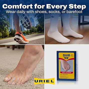 Uriel Silicone Toe Separators for Women & Men Reusable Toe Spacers for Overlapping Toes, Bunions & Calluses Soft Non-Slip Design in 2 Sizes for Everyday Comfort, Yoga & Barefoot Use
