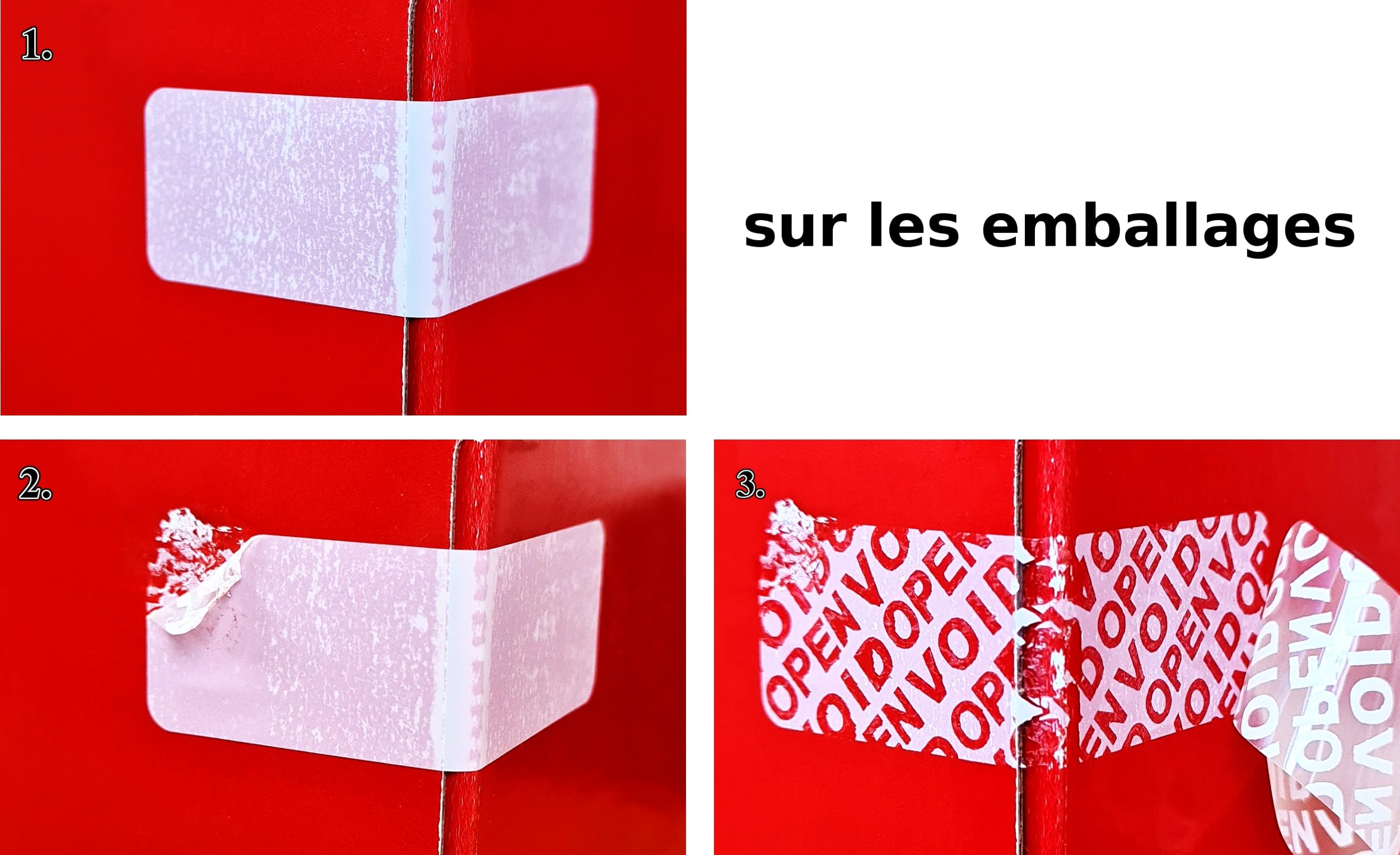 1000 pcs - Sceaux de sécurité - 70 x 20 mm, blanc - VOID sticker labels