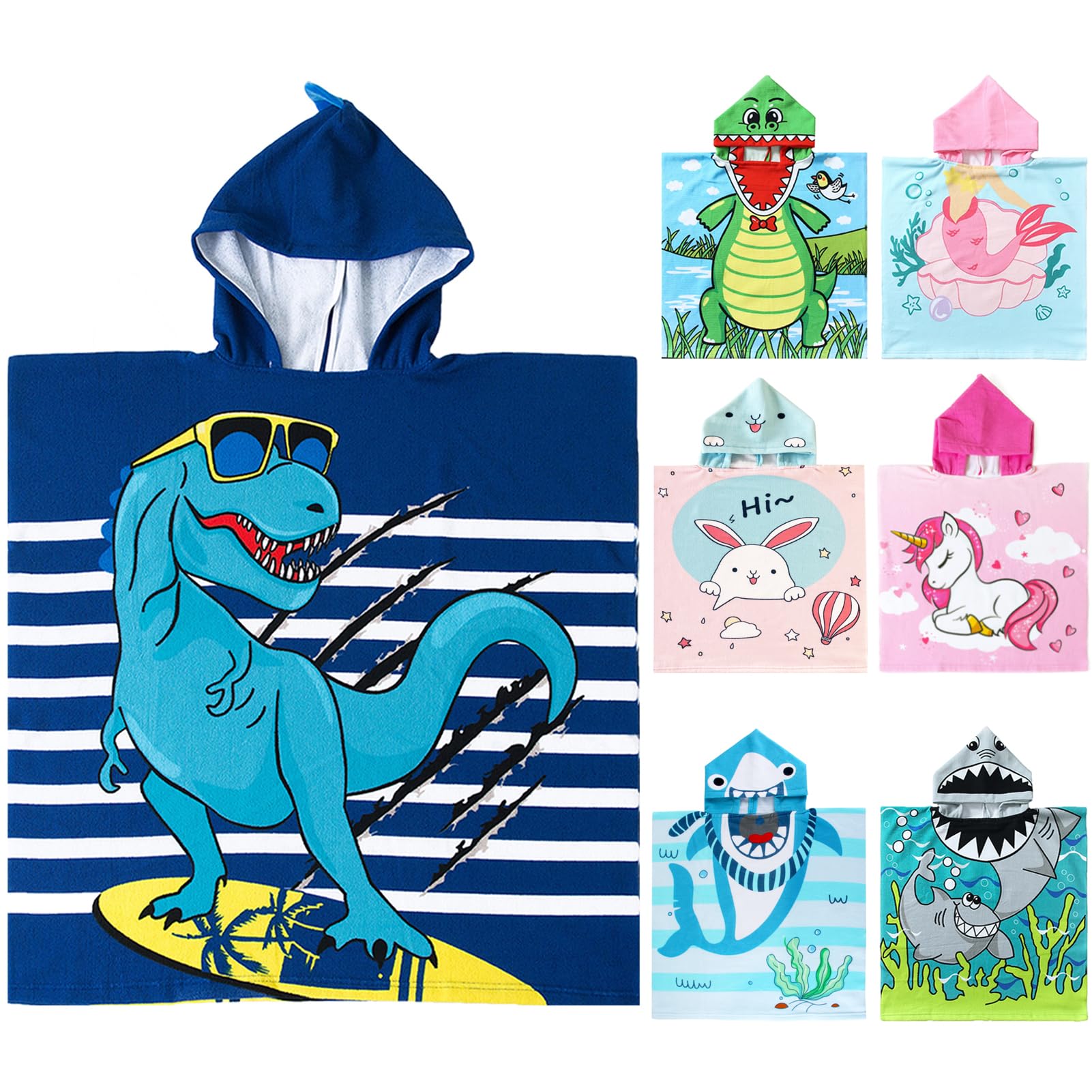 NovForth Kids Beach Towel for Boys Girls, Hooded Bath Towel Wrap, Toddler Pool Towel with Hood