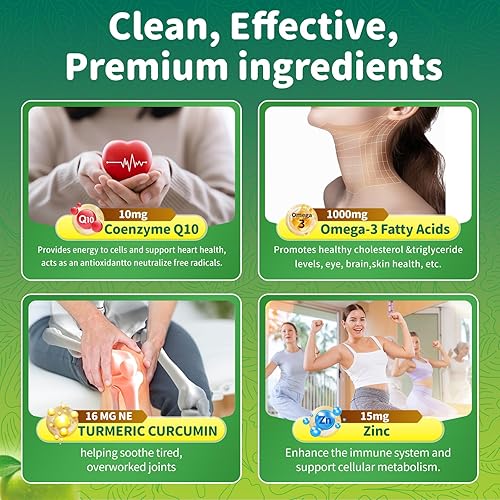 Miniatura 7 de Suplementos de ácidos grasos Omega 3 para mujer, suplemento de omega-3 vegano, 1500 mg de algas 0il (DHA 600 mg y EPA 300 mg), gomitas de cúrcuma