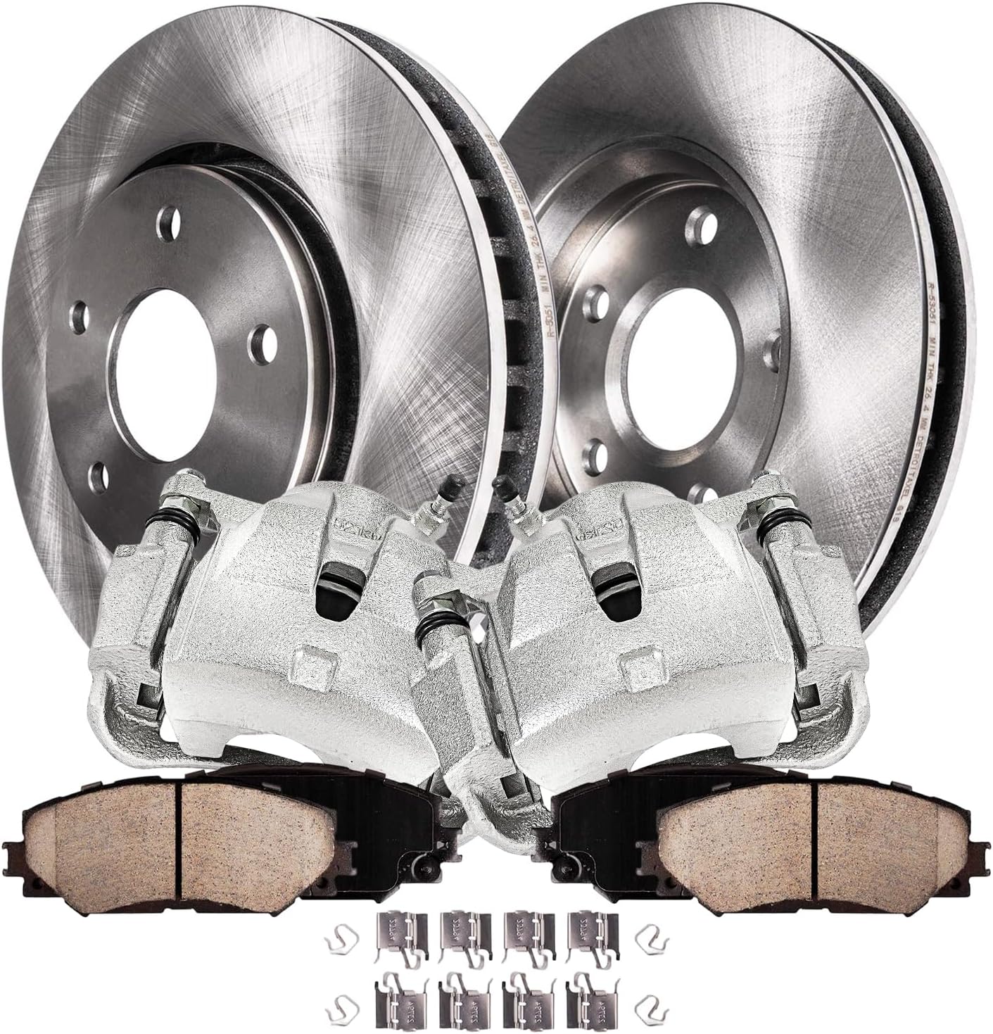 Detroit Axle - Front Brake Kit for Toyota Rav4 Prius V Lexus HS250h Scion xB, Disc Brake Rotors Brake Calipers Ceramic Brake Pads Replacement