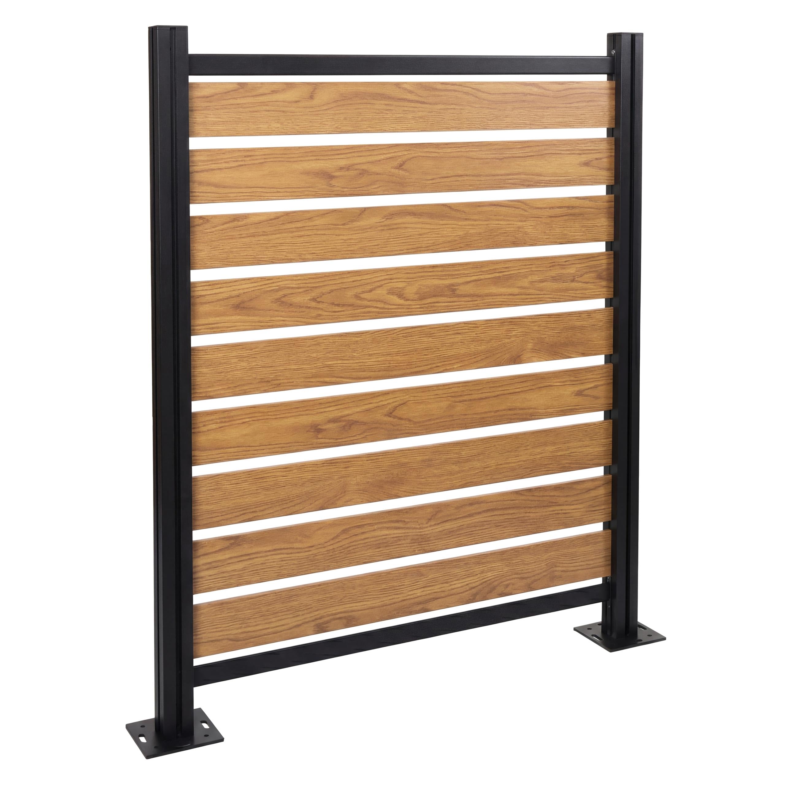 Mendler Alu Mülltonnen-Zaun HWC-K57, Basiselement Mülltonnenverkleidung, Holzoptik erweiterbar 130x110x6cm - Hellbraun