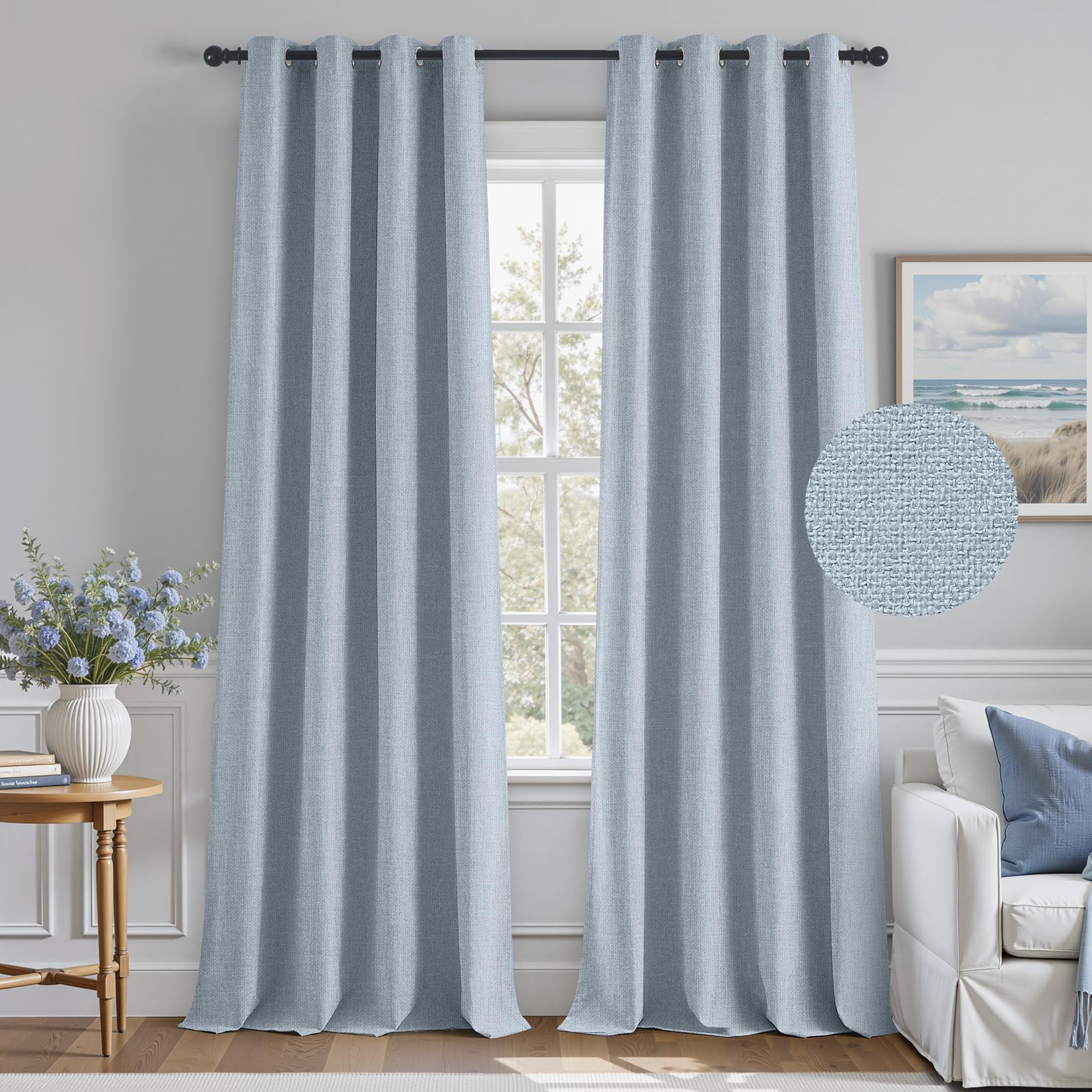 HOMEIDEAS Light Blue Curtains