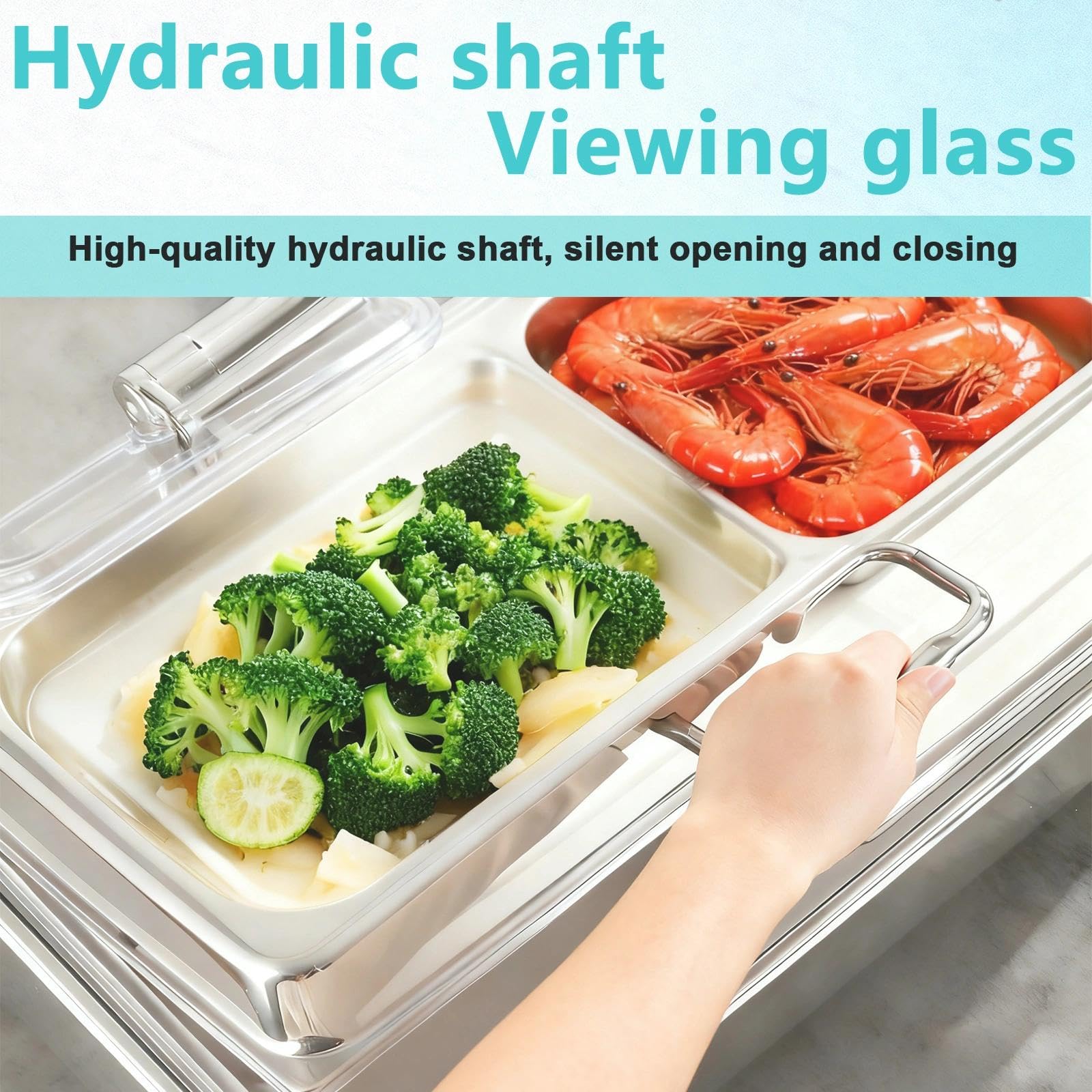 Calentador de Buffet, 9L Chafing Dish Eléctrico Función Mantenimiento Calor y Placa Calientaplatos, Acero Inoxidable Calentador de Comida Profesional con Tapa Visible para Fiestas(1/1)
