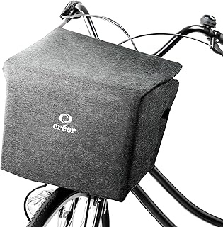 ≪ たっぷり入る×おしゃれ見え ≫ créer(クレエ) 自転車かごカバー 前 バックル固定 撥水ファスナー付き 取り付け簡単 高さ調節可能 三層構造