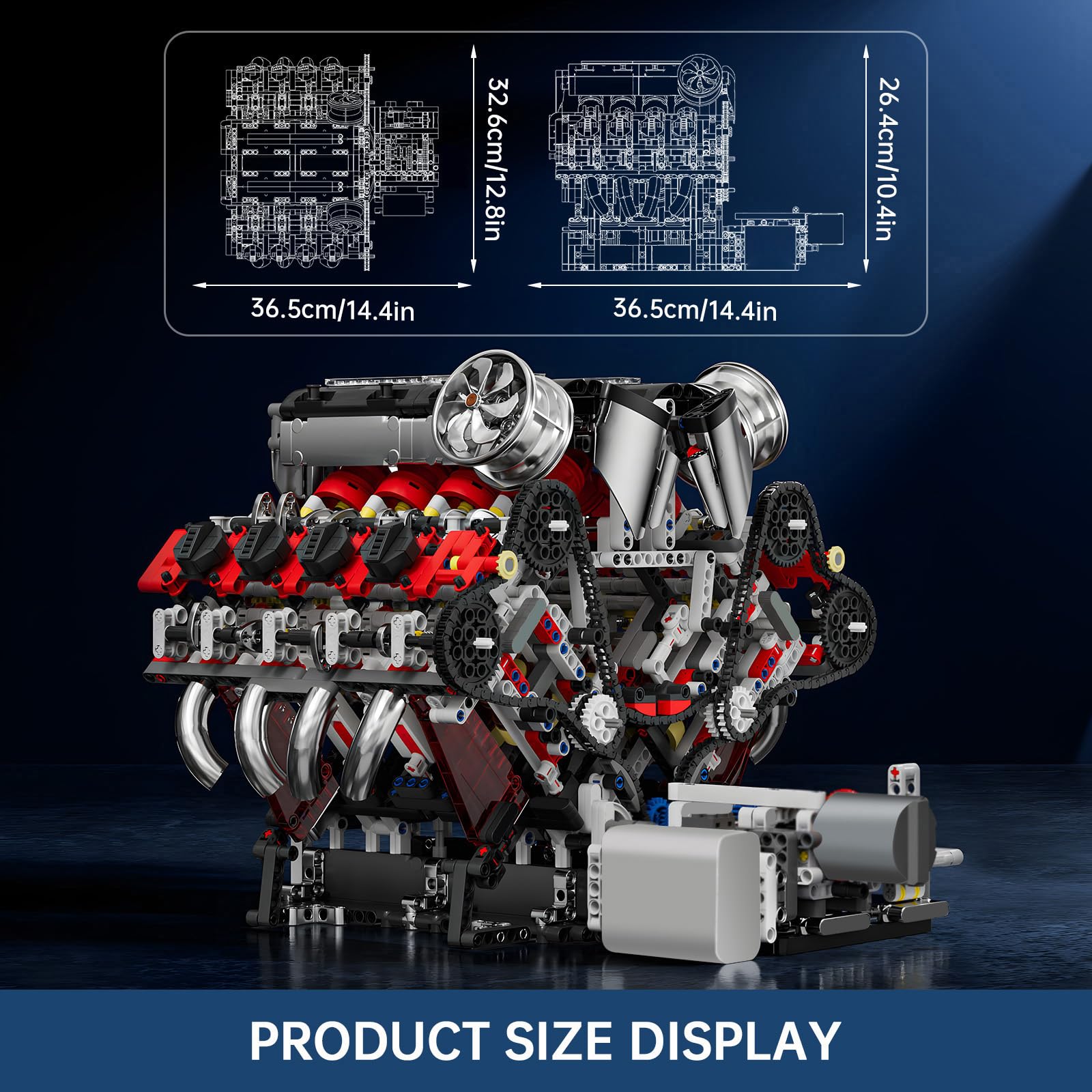 Mould King 10130 Technik V8 bausatz baustein f488 Modelo de Motor automotriz klemmbaustein Motor simulado, Equipado con el Kit de Motor Erwachsene (2718 eile)