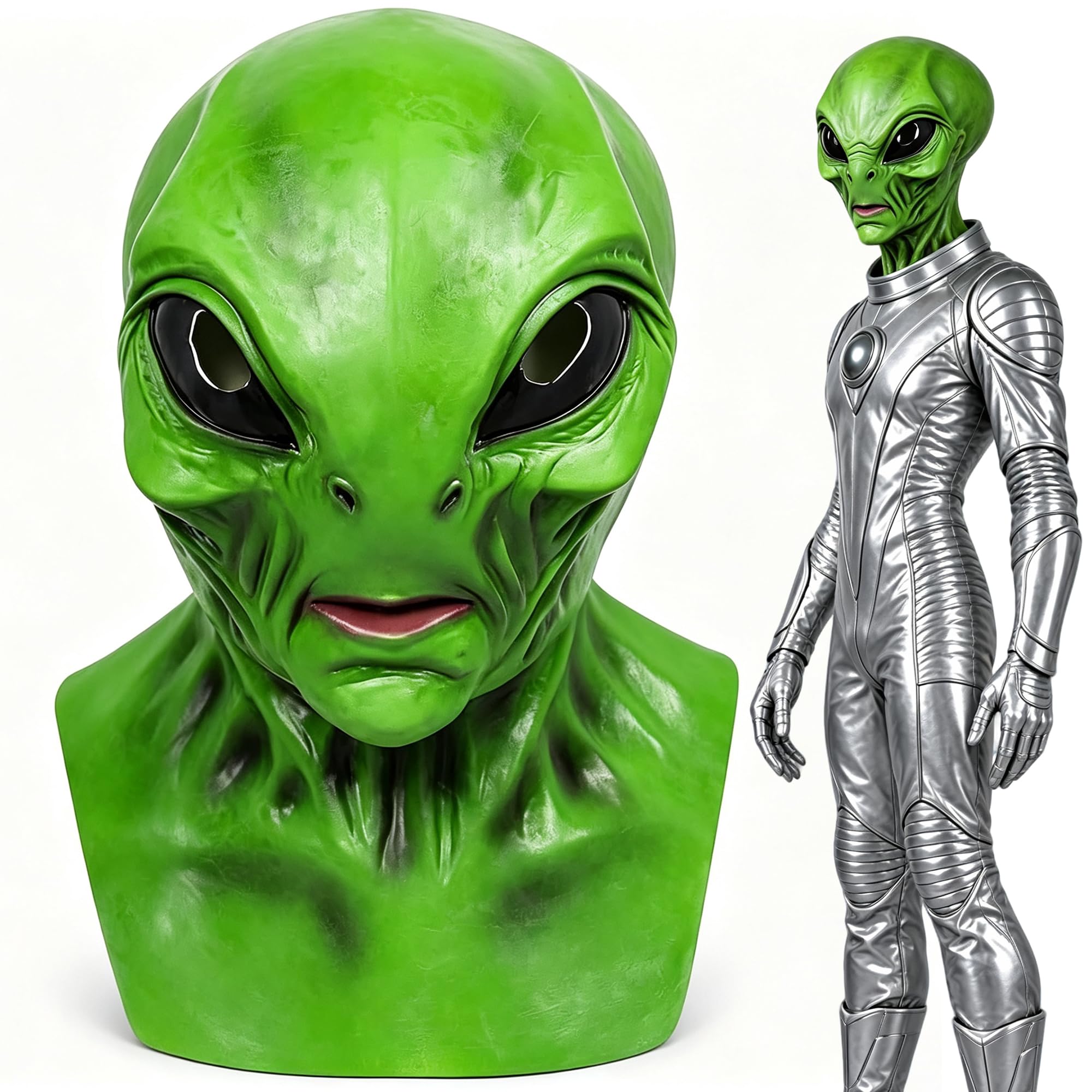 Alien Mask, Halloween Mask, Scary Realistic Latex Full Head Masks