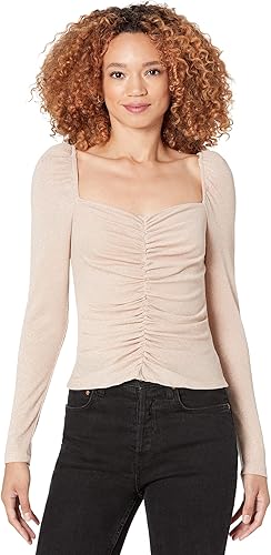 BCBGMAXAZRIA Haut à Manches Longues avec Corsage froncé, décolleté en cœur Chemi