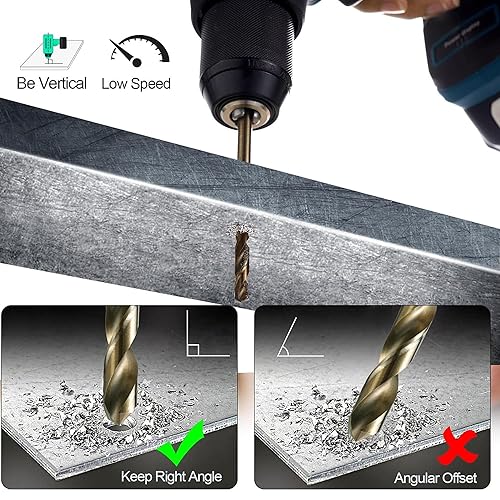 Miniatura 7 de Juego de brocas de cobalto para metal endurecido y acero inoxidable, 122 brocas de metal de alta velocidad M35 de 116"-12", con estuche de