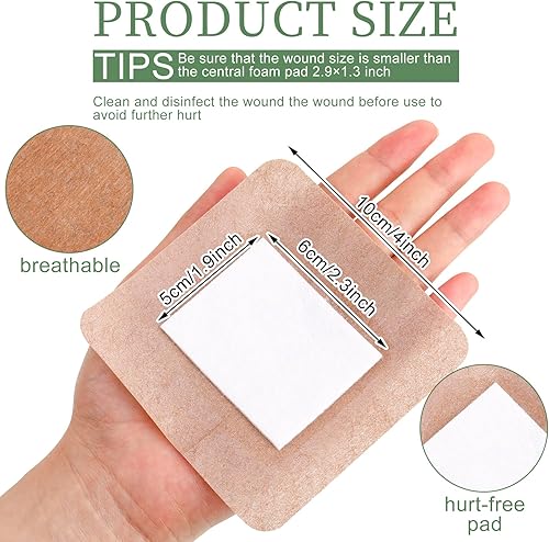 Miniatura 2 de Teling 50 vendajes adhesivos extra grandes, vendajes de tela flexibles para heridas, vendajes y suministros de vendaje, almohadillas antiadherentes