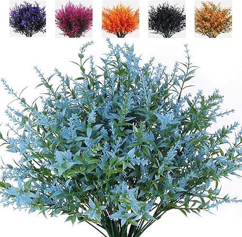 Miniatura 237 de Plantas artificiales para exteriores, resistentes a los rayos ultravioleta, vegetación artificial, 12 ramos de flores de lavanda para macetas