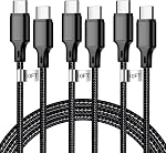 cugunu USB C to USB C Charger Cable, Nylon Braided 3Pack 60W 10FT Type C Fast Charging Cord Compatible for iPhone 15/16/17/Pro/Max/Plus, iPad, Air5, Samsung, Google-Black