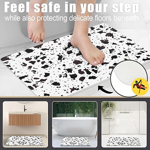 Miniatura 4 de Tapete de baño de piedra, tierra de diatomeas, antideslizante y súper absorbente, de secado rápido, grande, para baño, tapete de ducha de diatomita