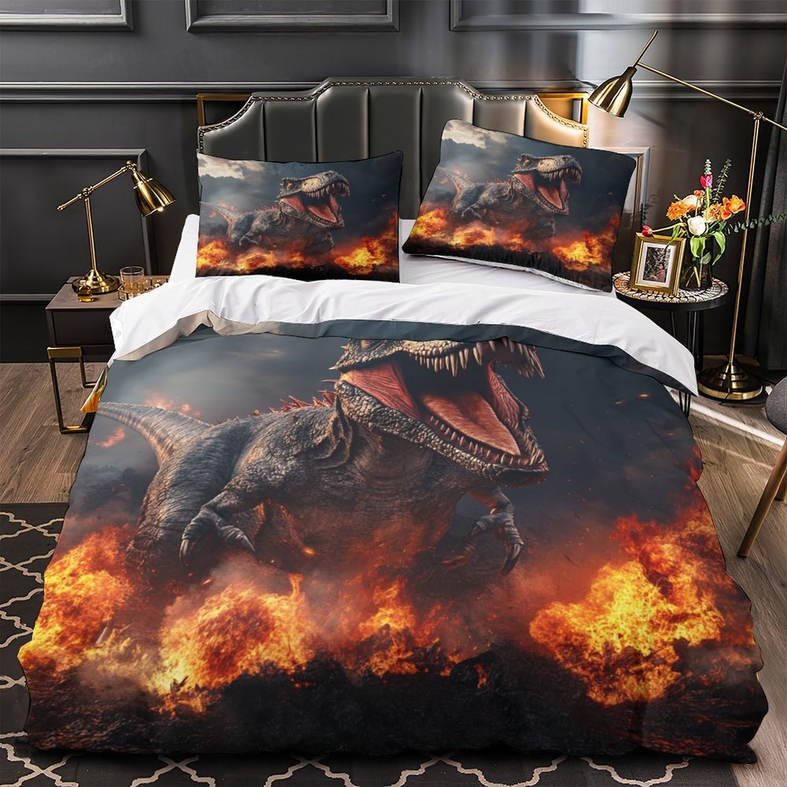 Housse de couette 3D dinosaure en microfibre de qualité supérieure pour adultes