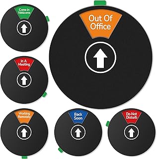 Office Door Sign 6 Options-Do Not Disturb,Out Of Office,In A Meeting,Come In Welcome,Back Soon,Working Remotely,Privacy Door Sign 6 Inch (Black)