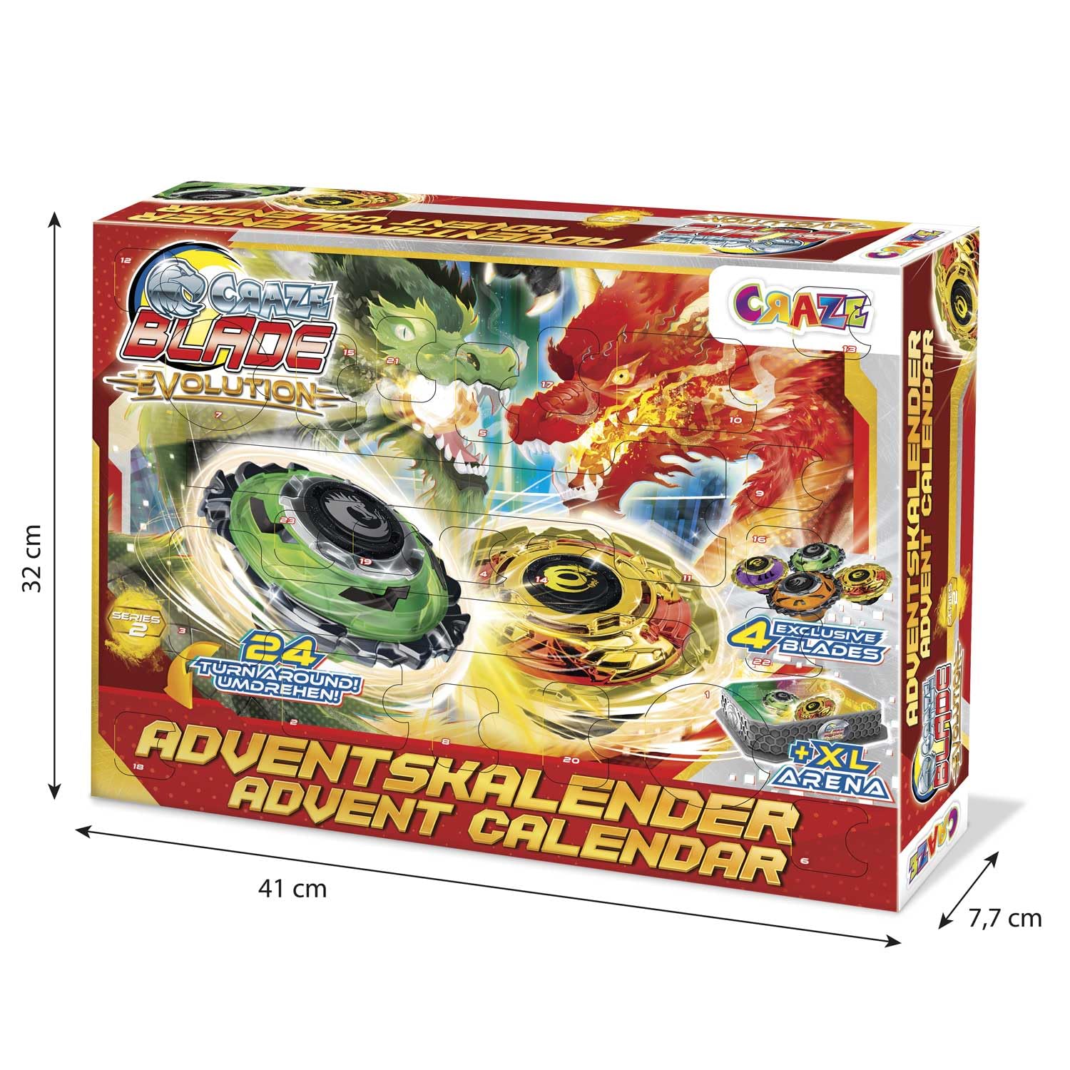 CRAZE BLADE Calendrier de l'Avent garçon et fille avec Toupies de combat BLADE - Calendrier de l'Avent Jouet avec arène de combat, lanceur et toupie - de Noël pour garçons et filles
