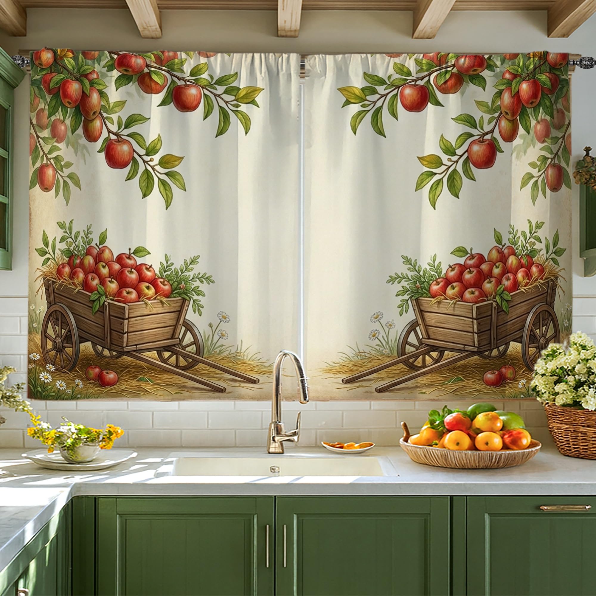 Rideaux au-dessus de l'évier motif fruits d'automne pour sublimer votre vue au quotidien