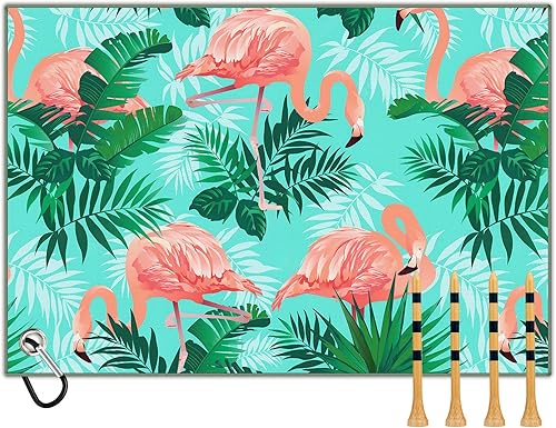 Toalla de golf con clip para bolsas de palos de golf para hombres y mujeres, accesorios de golfistas, regalos, hojas de pájaros, microfibra grande,