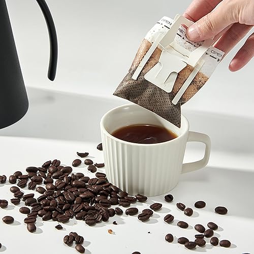 Miniatura 7 de 100 bolsas de papel de filtro de café portátiles, bolsas de café para colgar, bolsas de café de goteo individuales, bolsas de filtro de café de