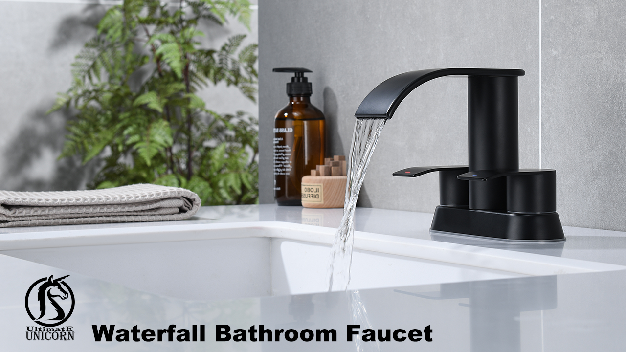 Ultimate Unicorn Waterfall Bathroom Sink Faucet Matte Black, Two