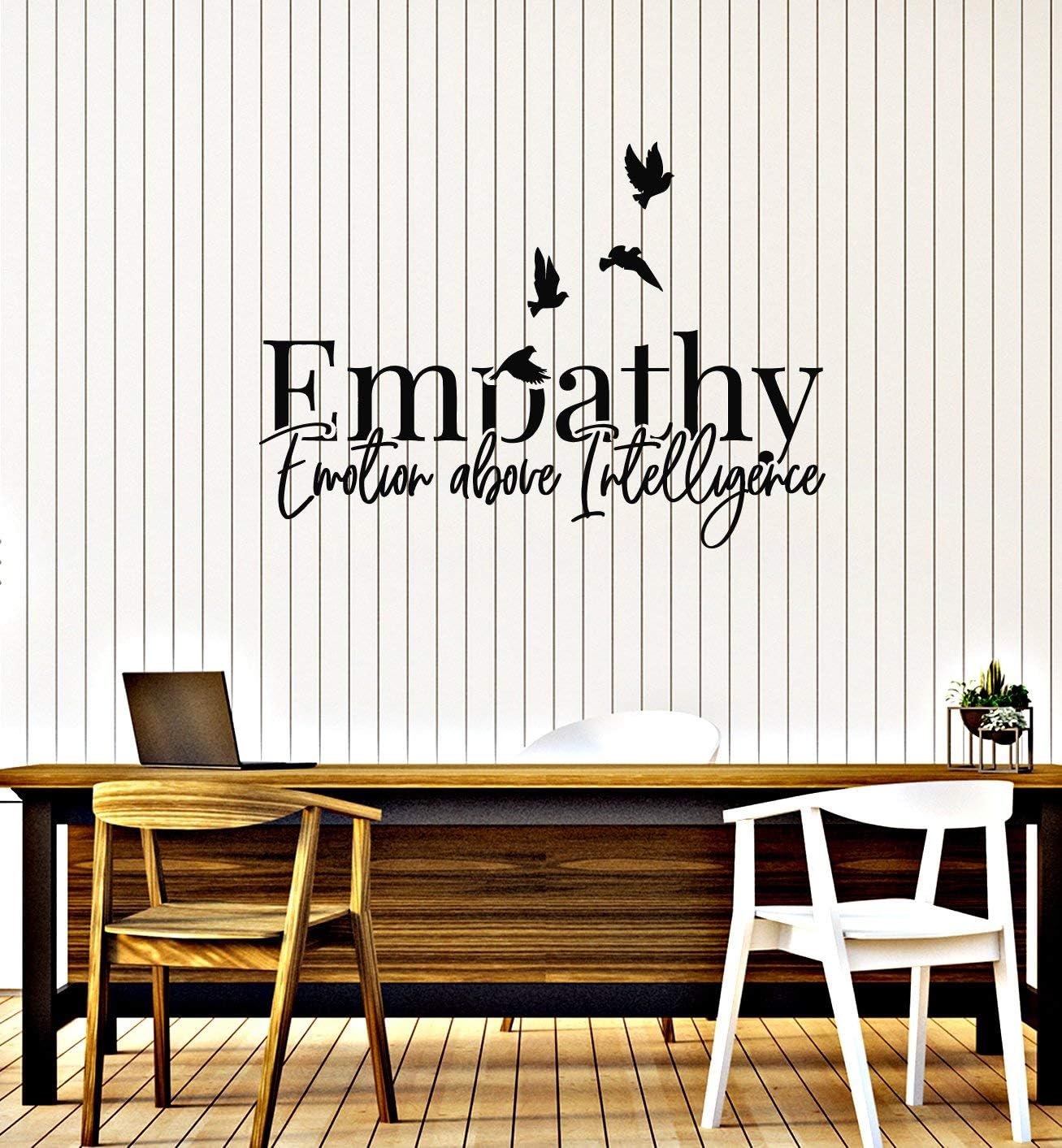 WallStickers4ever Vinyl Wall Decal Empathy Emotion Above Intelligence Quote Stickers Mural Large Decor (g4090) Black