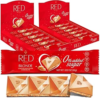 Red Delight Blond Caramelized Chocolate Snack Bars - Pack of 24 Diamond-Shaped White Chocolates (22.08oz) with Rich Caramelized Flavor - European-Style White Chocolates - Kosher Sweets No Added Sugar