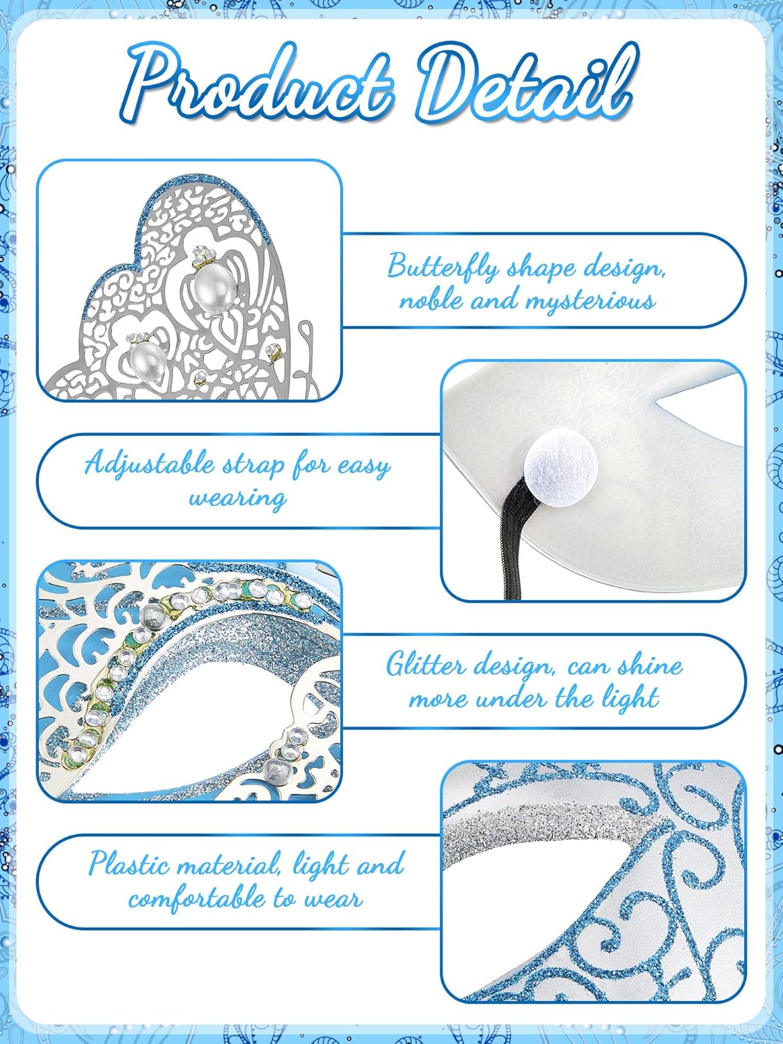 Sotiff 2 Pieces Couples Masquerade Masks Venetian Style Rhinestone Metal Mysterious Face Cover Set for Mardi Gras Party Costume - Image 4