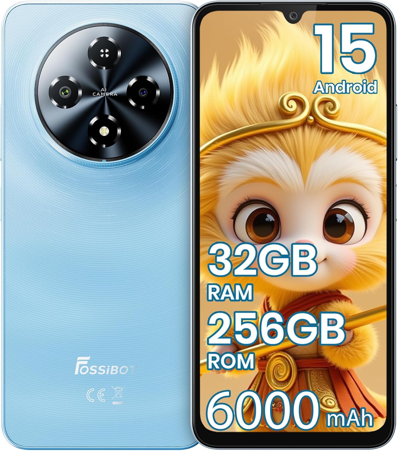 FOSSIBOT S5 Pro Android 15 Cellphone, 32GB+256GB/2TB Phone, 6.88″ HD Smartphones, 6000mAh Battery Waterproof Phones,50MP+8MPWaterproof Phones,Gemini Al 2026 Blue | Android 15, Octa-core Chipset, Technology 12nm, GSM,GPRS,EDGE,WCDMA, 6.88“HD+IPS V-notch FOSSIBOT S5 Pro Android 15 Cellphone, 32GB+256GB/2TB Phone, 6.88″ HD Smartphones, 6000mAh Battery Waterproof Phones,50MP+8MPWaterproof Phones,Gemini Al 2026 Blue | Android 15, Octa-core Chipset, Technology 12nm, GSM,GPRS,EDGE,WCDMA, 6.88“HD+IPS V-notch