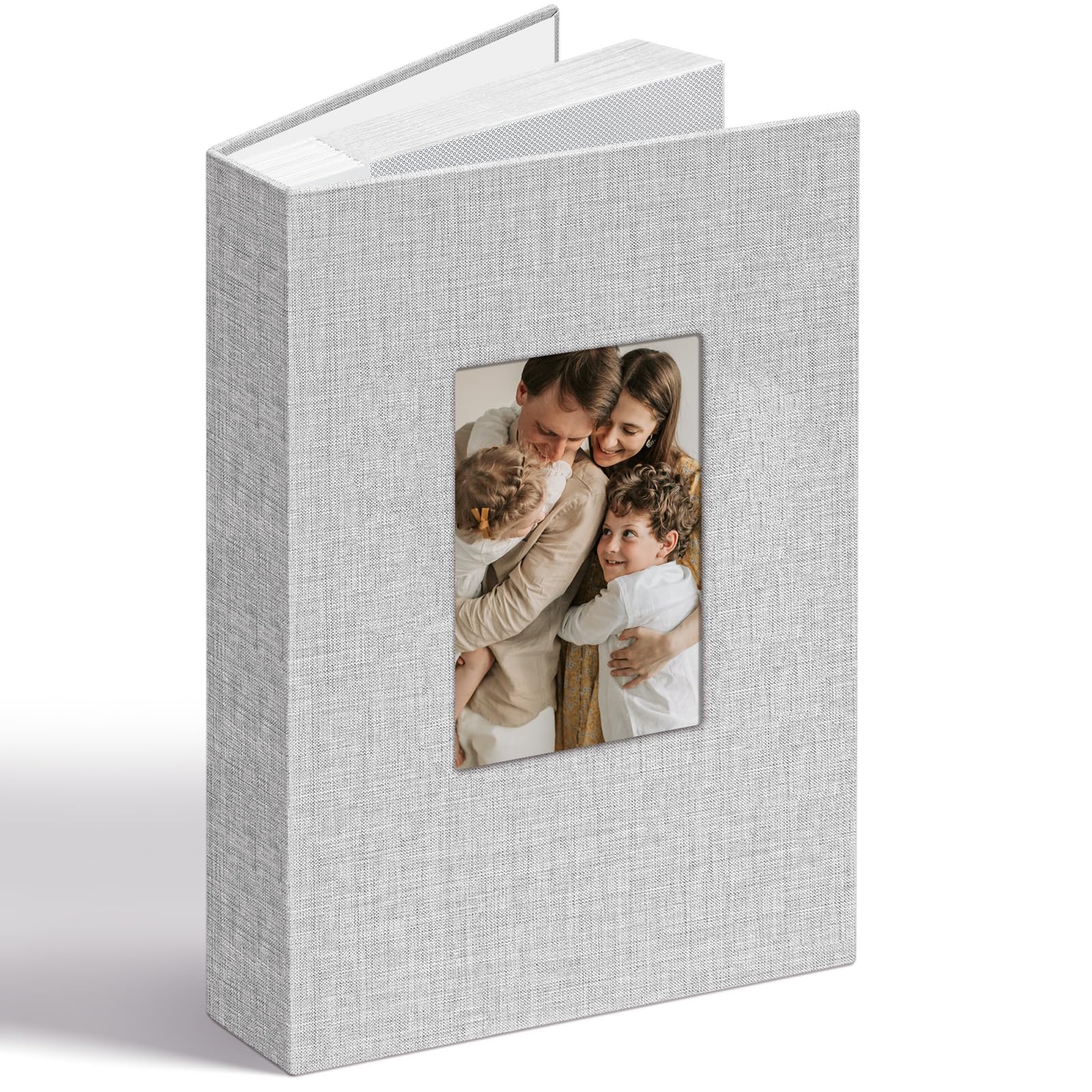 Vienrose Álbum de Fotos Lino 6x4 48 Fotos con Ventana en Portada, Bolsillos Ácido-Free, Álbum de Recuerdos con Espacios para Notas, Regalo para Bodas, Familia, Bebé, Aniversario (Rosa) — view 12