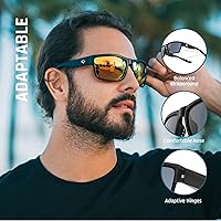 Vista 3 de TOREGE - Lentes de sol polarizados deportivos para hombres y mujeres, para ciclismo, correr, golf, pesca, TR26 Marco negro y lente plateado cobre