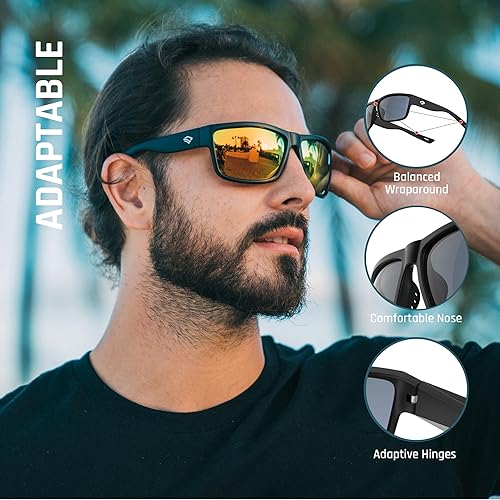 Miniatura 3 de TOREGE - Lentes de sol polarizados deportivos para hombres y mujeres, para ciclismo, correr, golf, pesca, TR26 Marco negro y lente plateado cobre