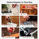 Drill Tool Set：Tool Kit with 12V Power Cordless Drill Hand Repair Tools Box with Drill, Home Tool Kits for Men & Women, Hand Drill Set Perfect for Homeowner, Diyer, Handyman - Red