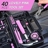 Vista 3 de DOWELL 40 Pieces Home Tool Set Pink, General Household Hand Tool Kit with Plastic Toolbox Storage Case, Mini Repair Tool kit for Women, College