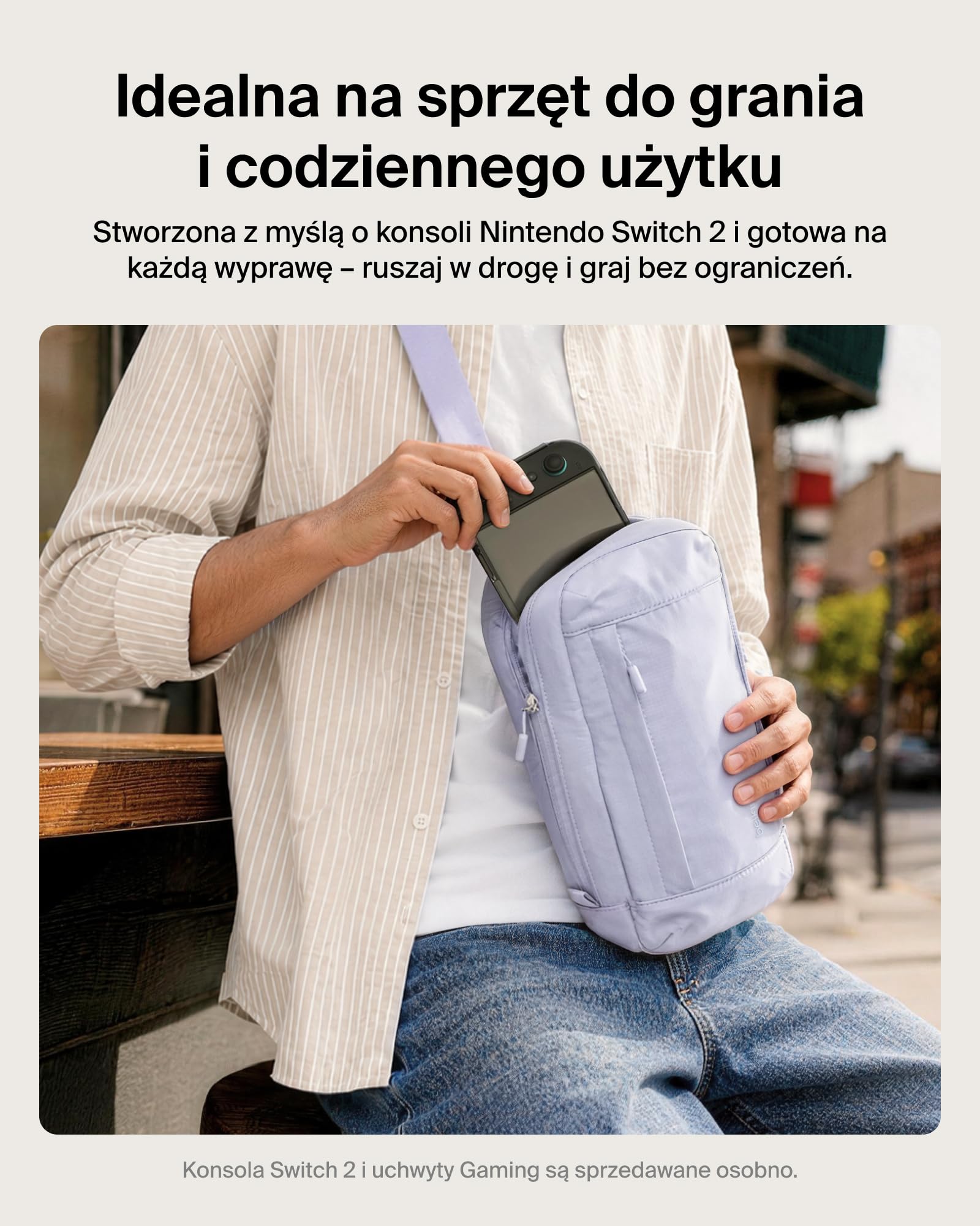 Belkin Gaming Ochronna Torba Podróżna do Nintendo Switch 2 – Fioletowa | Torba na Ramię, Torba Podróżna na Akcesoria do Konsoli, Miękka Wyściółka, Lekka Konstrukcja, 10 Przegródek na Karty z Grami