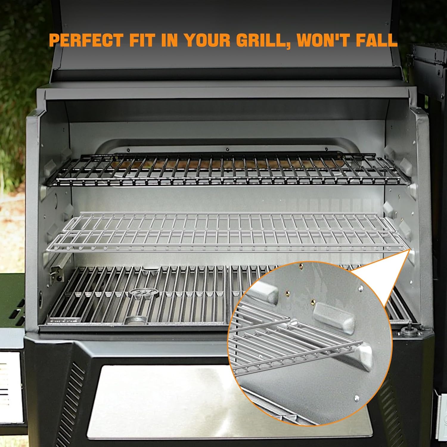 onlyfire Stainless Steel Warming Rack Replacement for Masterbuilt Gravity Series 560 Digital Charcoal Grill and Smoker, Set of 2