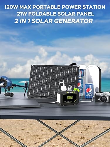Miniatura 2 de MARBERO Generador solar de 88.8 Wh con panel solar de 21 W incluido estación de energía portátil 80 W 110 V 120 W máximo para acampar al aire libre