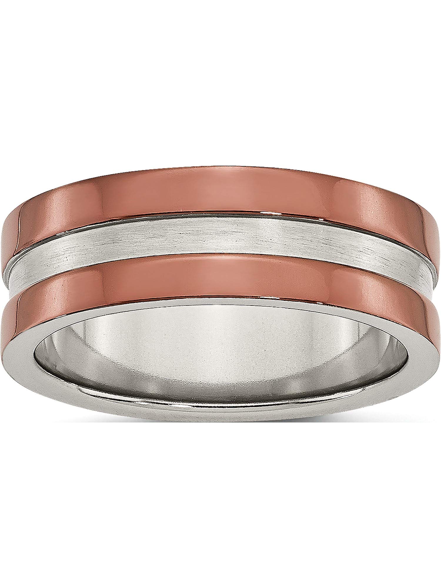 Chisel Stainless Steel 8mm Brown IP-Plated Polished with Brushed Center Band (Width=8)