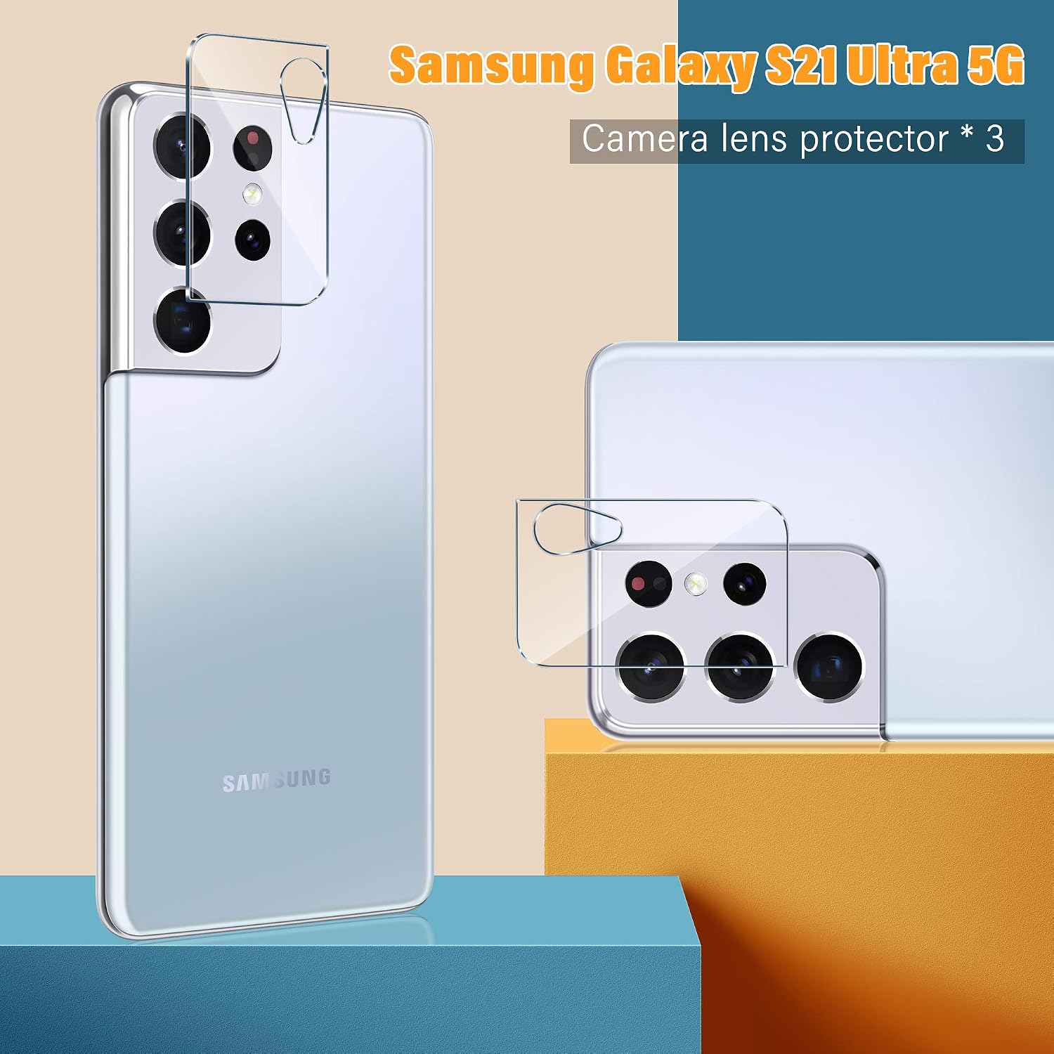 [3 Pack] UniqueMe Camera Lens Screen Protector Compatible with Samsung Galaxy S21 Ultra 5G - 6.8 inch Tempered Glass Screen Protector [Easy Installation ] HD Clear [Anti-Scratch] [Bubble Free]