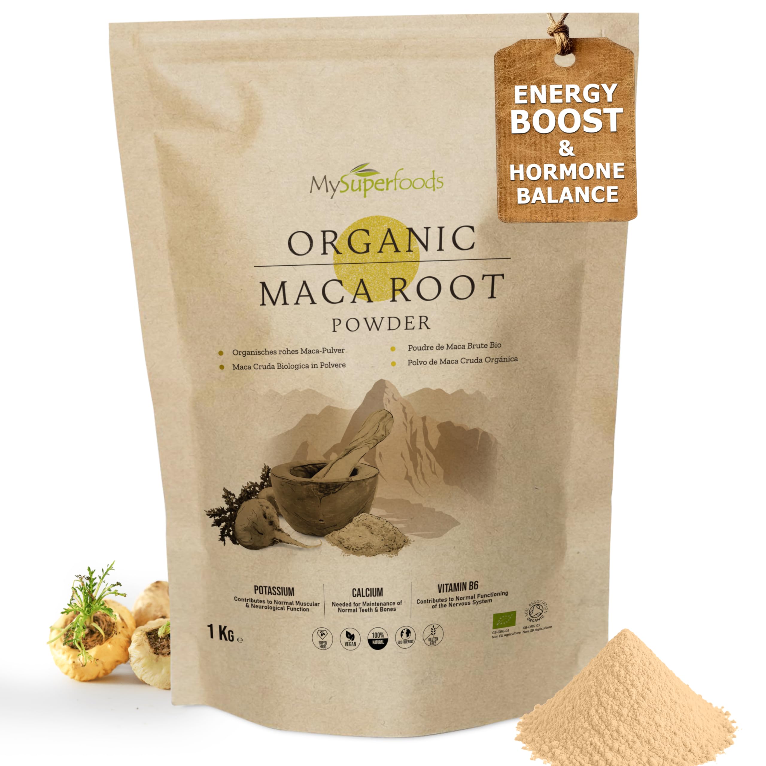 Organic Maca Root Powder 1kgEU OrganicSoil AssociationSoil AssociationSoil Association