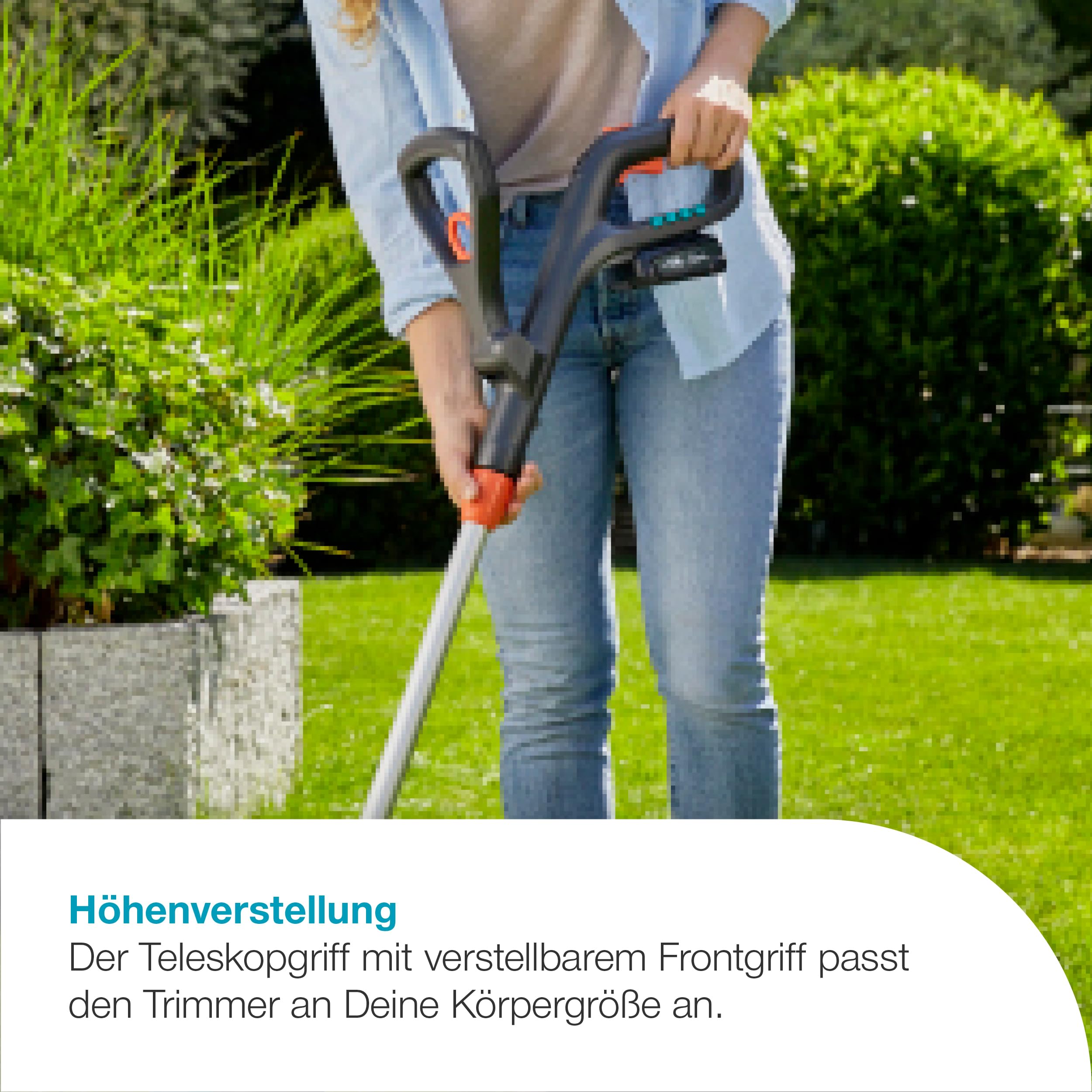 Gardena Akku-Rasentrimmer EasyCut 23/18V P4A Ready-to-Use Set: Leistungsstark, Leichtgewicht, Teleskopgriff, Neigbarer Trimmerkopf, Kabellos (14700-20)