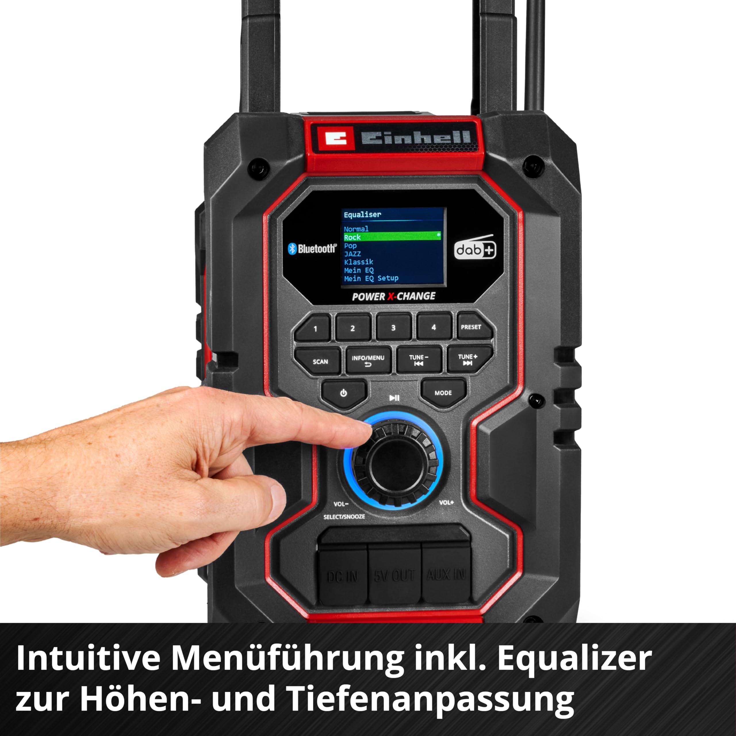 Einhell Akku-Baustellenradio TE-CR 18 Li DAB+/FM/BT - Solo Power X-Change (18 V, DAB+, FM, Bluetooth, AUX, USB, automatische Sendersuche, TFT-Farbdisplay, IP65, ohne Akku)