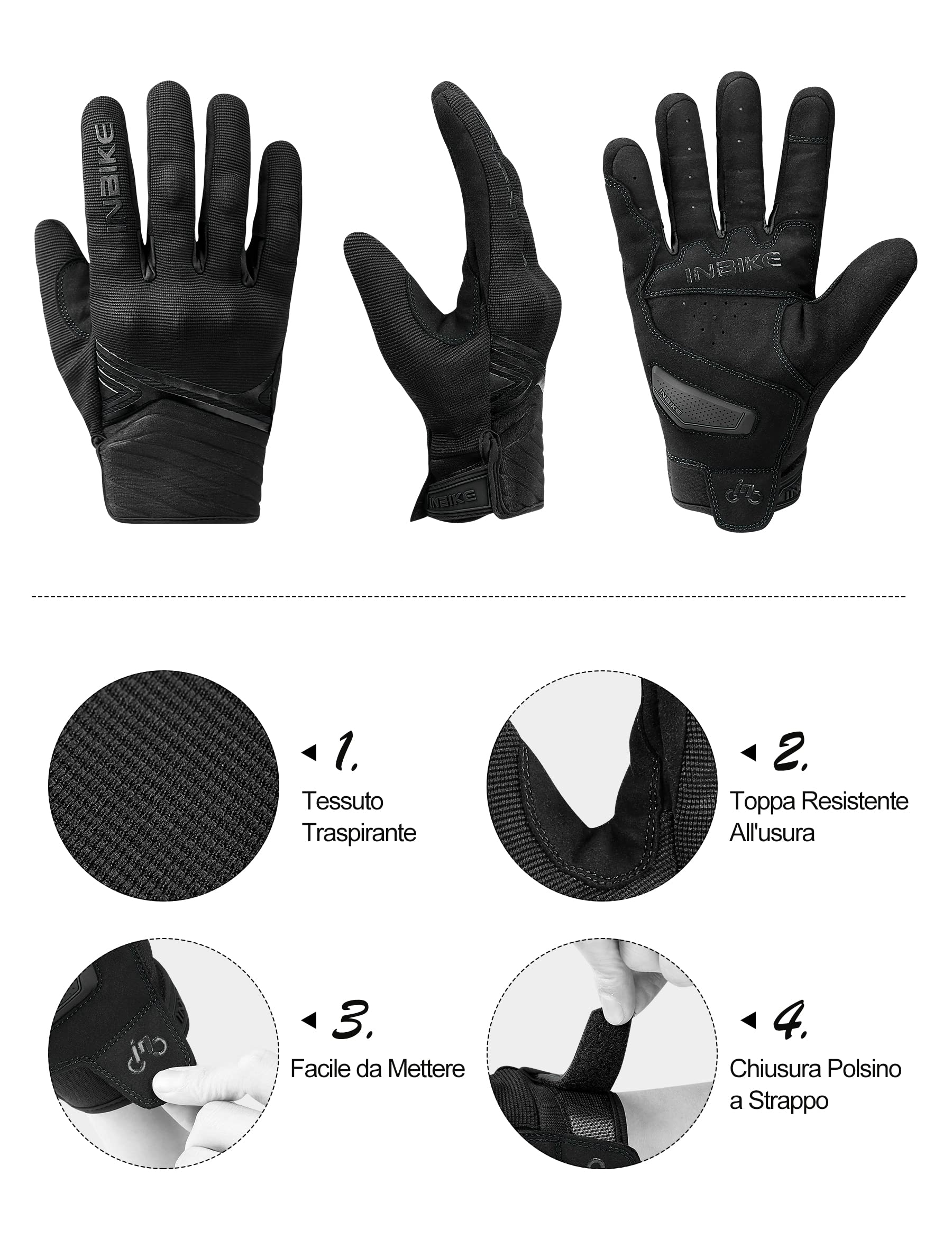 INBIKE Guanti da Moto Uomo Estivi CE 1 KP Omologati Guanti Moto Donna Impermeabili per ATV BMX MTB Bicicletta, Scooter, Arrampicata, Motocross Unisex