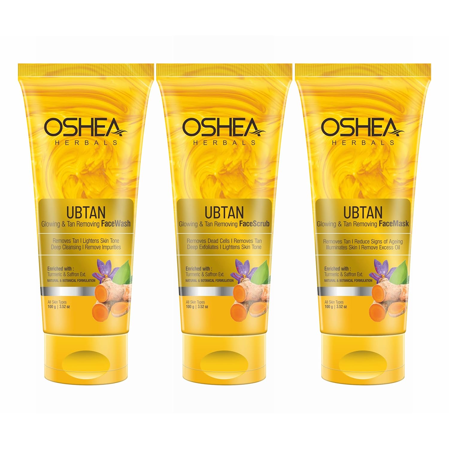 Oshea Herbals Ubtan Glowing & Tan Removal Combo Pack of Face Wash