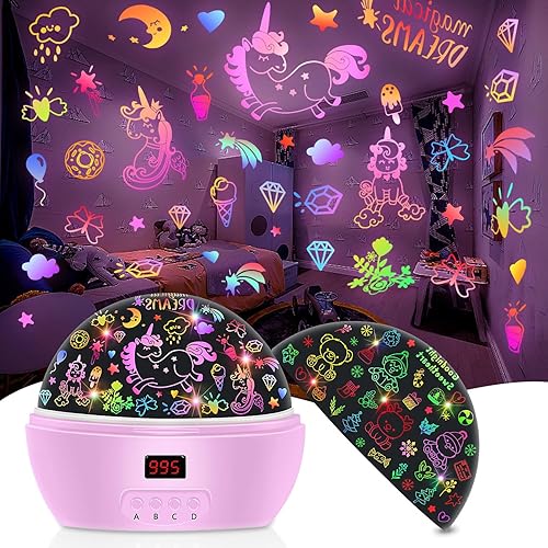Miniatura 2 de Proyector de luz nocturna de unicornio para niños, oso de peluche y unicornio de Sweet Dream, rotación de 360 grados, luz de decoración de Navidad,
