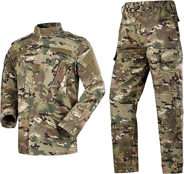 Men's Tactical Suit Camouflage Combat Jacket Shirt & Trousers Uniform Airsoft Clothing War Game Army Multicam Military Paintball BDU Hunting Shooting Camo Gear
