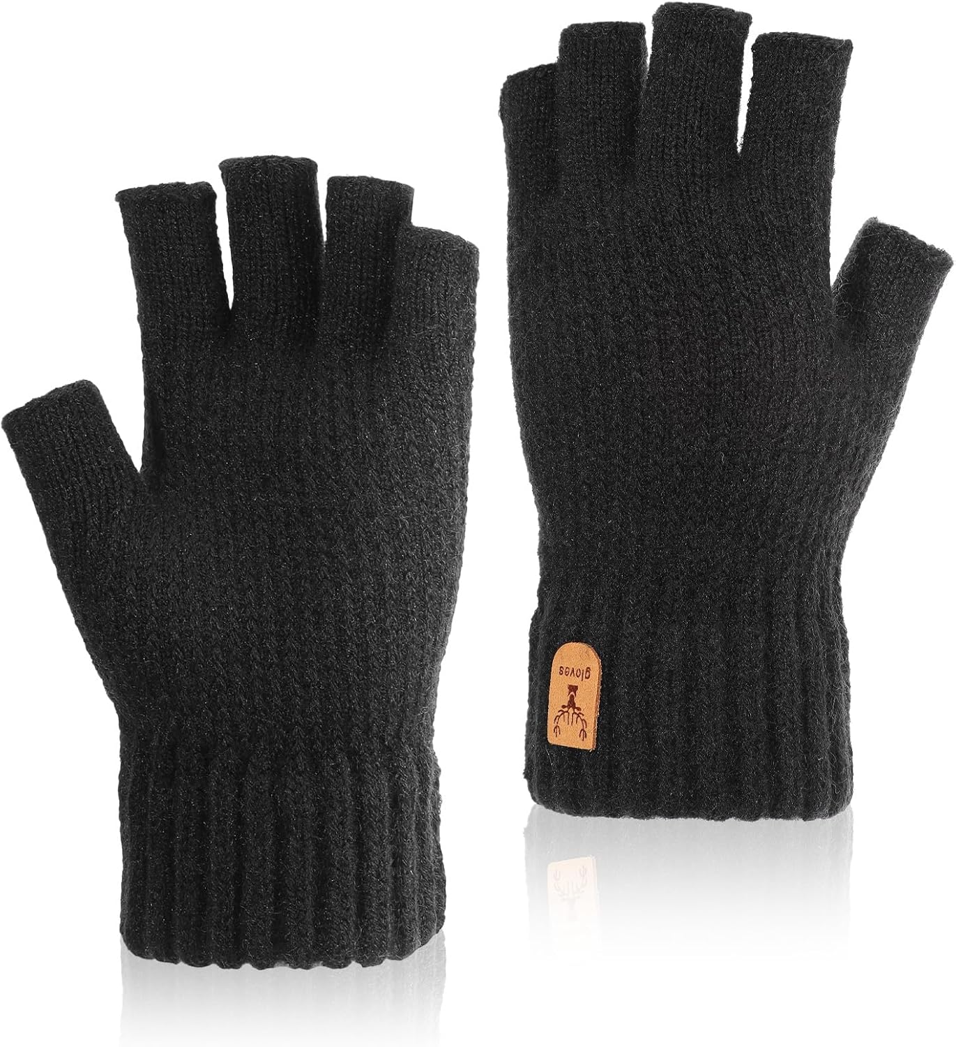 Winter Fingerless Gloves for Men Women Half Finger Winter Warm Knitted Gloves Touchscreen Stretchy Mittens for Working Running Biking Driving Cold Weather - Image 8