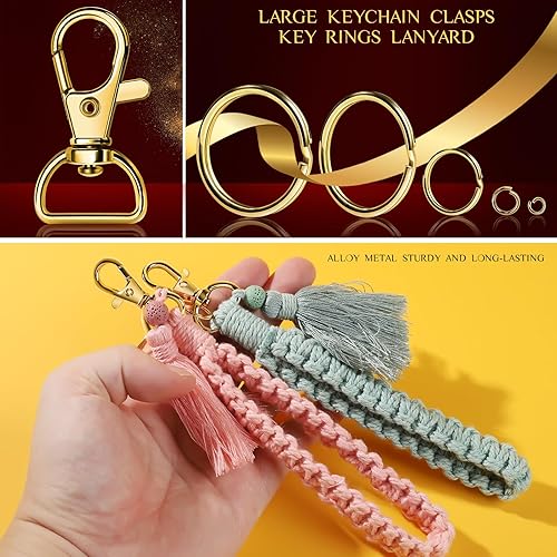 Miniatura 4 de LEOBRO 265 piezas de clip de llavero con llavero, kit de fabricación de llavero, cierres de pinza de langosta, llavero de gancho, llavero a granel,