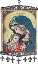 JesJesus Christ and Virgin Mary Catholic Wall Art Banner – Handmade Christian Orthodox Religious Icon Hanging Decor – 15.7 Inch – Ideal Gift for Christmas & Easter