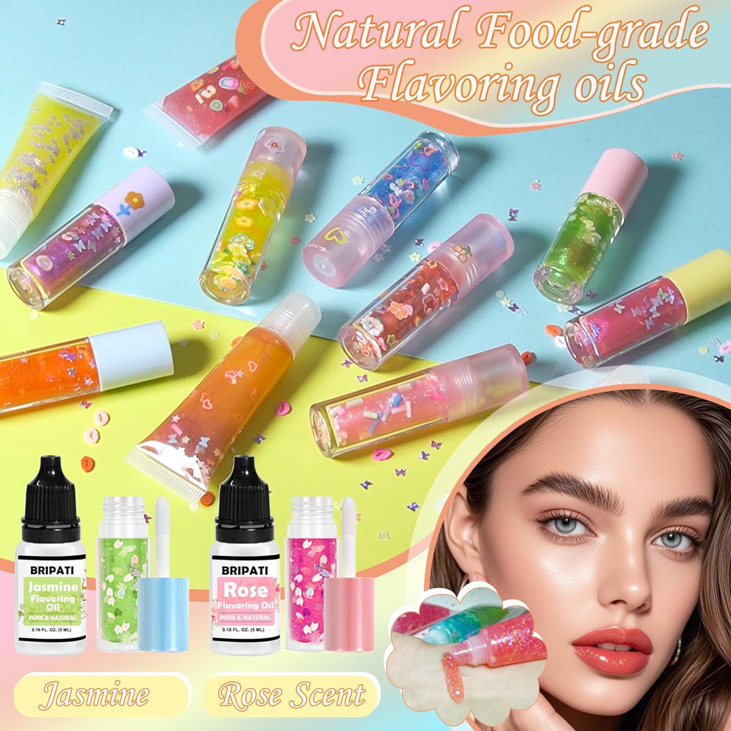 DIY Lip Gloss Making Kit - All-in-One to Make Your Own Lip Care Gloss Set with Clear Base, Pigments, Glitter, Tubes, Fun Creative Gift for Women Girls Makeup Lovers in Christmas Birthdays